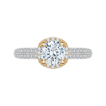Euro Shank Round Diamond Engagement Ring in 14K Two-Tone Gold (Semi-Mount)